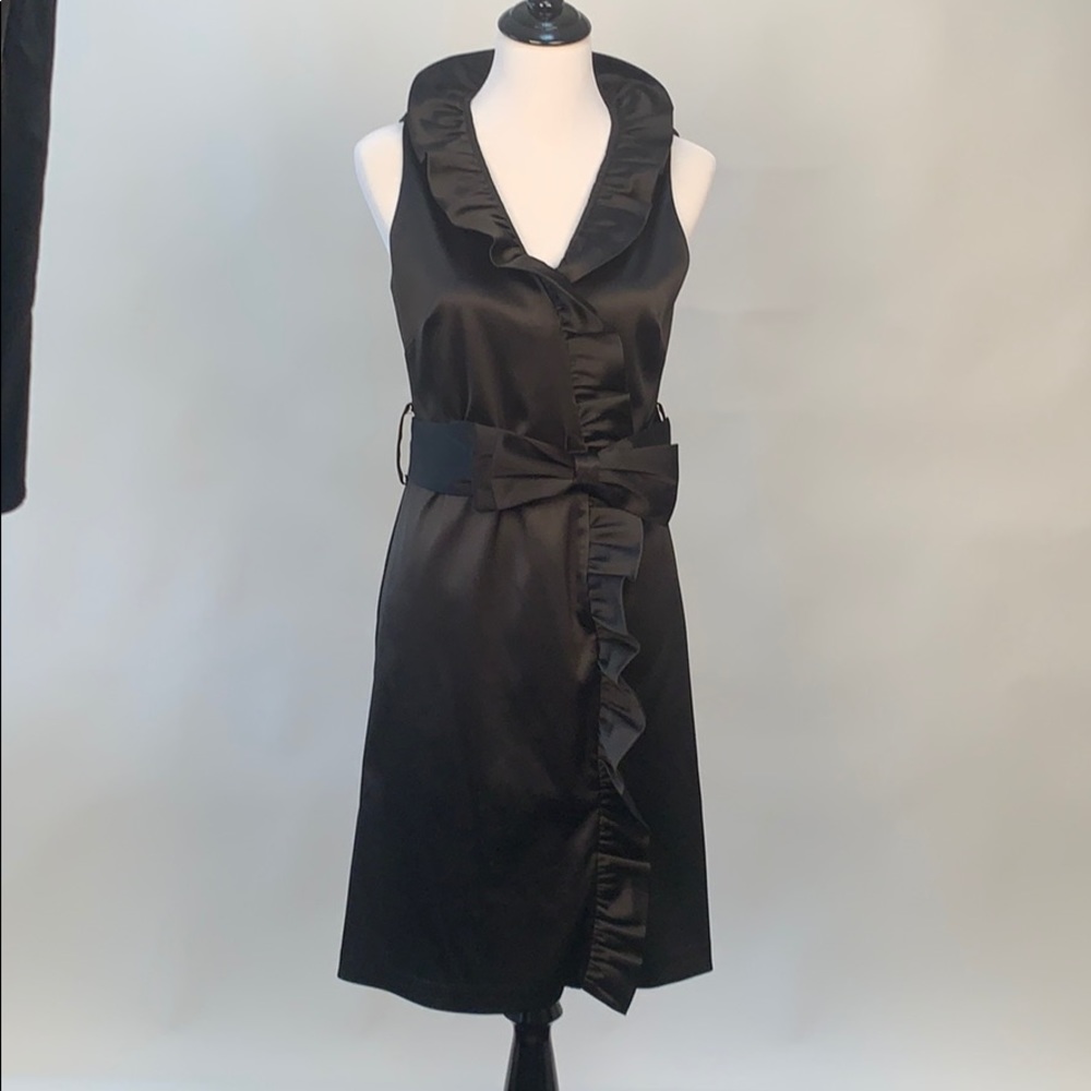 Eliza J ruffled little black cocktail dress
